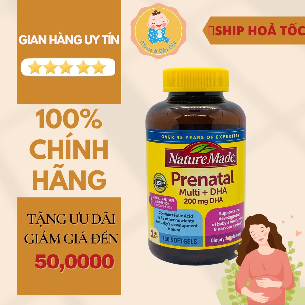 [CHÍNH HÃNG][MỸ]VIÊN UỐNG CHO MẸ BẦU PRENATAL MULTI + DHA DATE XA