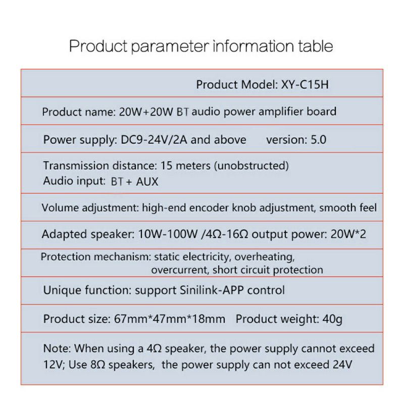 Mạch khuếch đại âm thanh 2.0 Sinilink XY-C15H, XY-T100L bluetooth 5.0 chất lượng cao