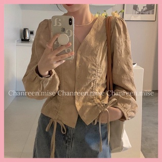 Áo sơmi tay phồng buộc nơ 2 bên Quảng Châu CHANREEN [FREESHIP]