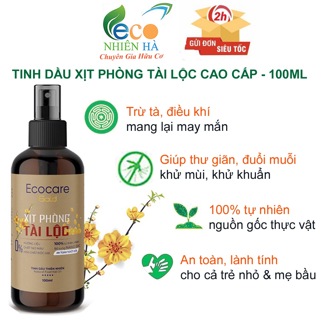 Tinh dầu ECOCARE 100ml, tinh dầu xịt phòng tài lộc giúp mang lại may mắn cho gia chủ