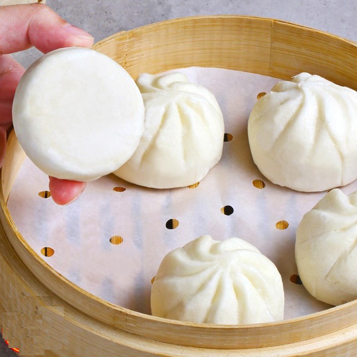 Giấy nến đục lỗ 100 tờ / thếp lót xửng, nồi chiên không dầu - Giấy Nến 23Cm Tròn Chống Dính Cho Lót Xửng Hấp Tiện Lợi