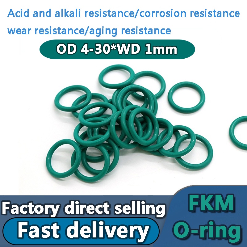 Vòng Đệm Cao Su Chống Dầu Chịu Nhiệt Độ Cao Đường Kính 4-30 Đường Kính 1mm Màu Xanh Lá FKM