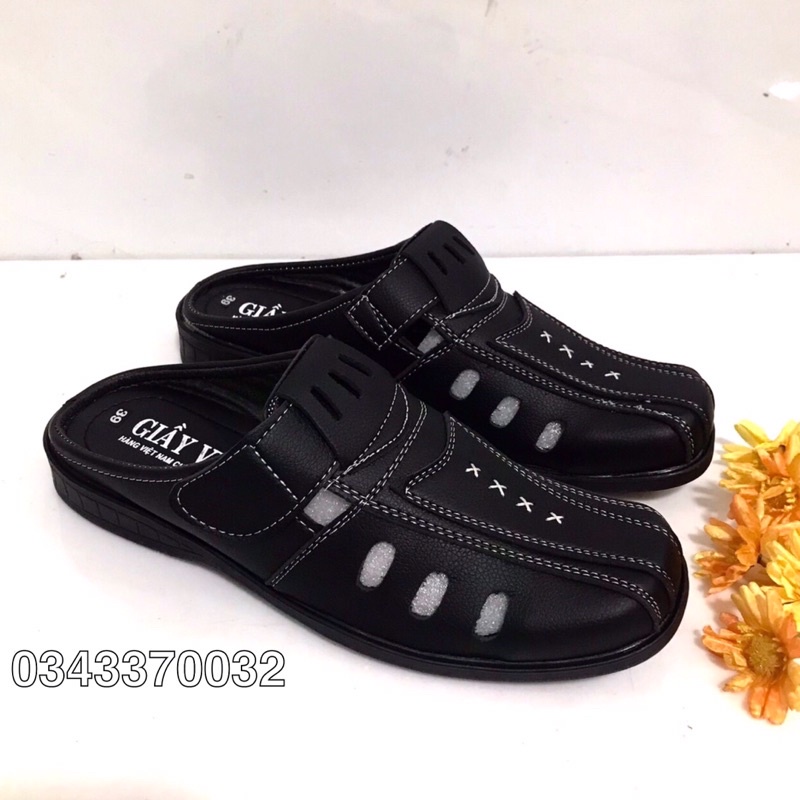 Giày không gót nam da mềm..mẫu mới.size từ 38-43..màu đen..đế khâu sẵn chắc chắn