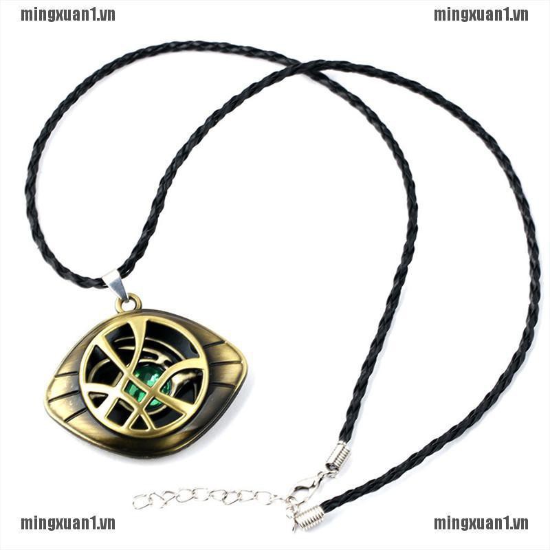 MINONE Antique Doctor Strange Crysta Necklace Agamotto Eye Pendant Leather Cosplay Jewelry