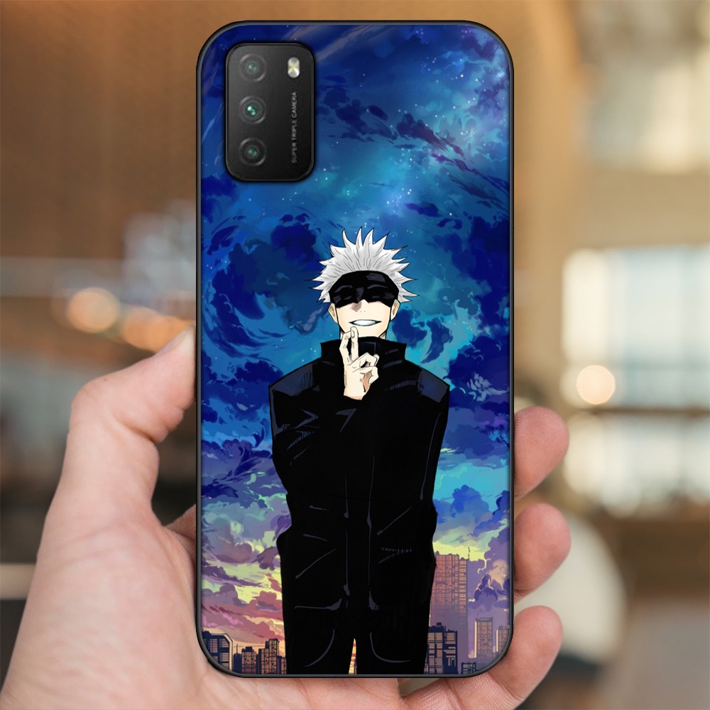 Ốp lưng Xiaomi Poco M3 viền đen in hình Satoru Jujutsu Kaisen
