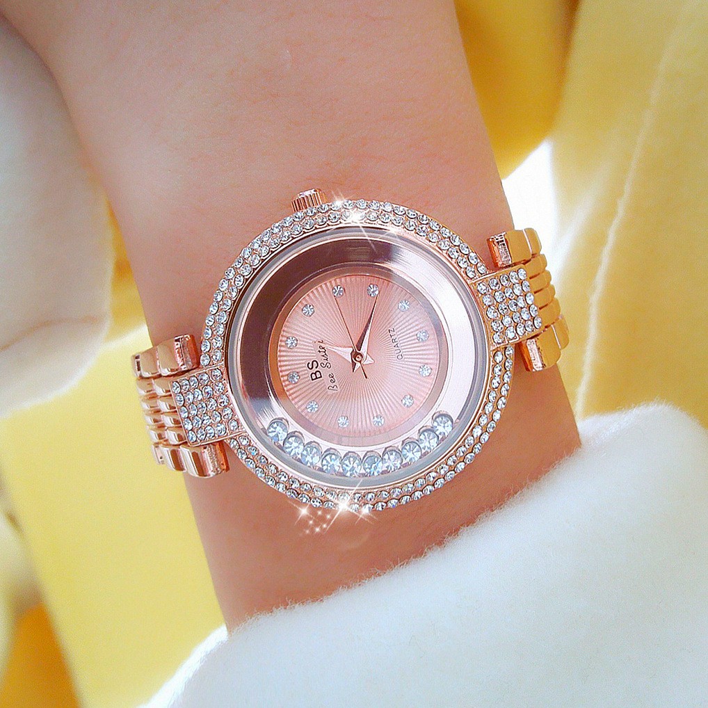 Đồng hồ nữ đẹp BEE SISTER, đồng hồ nữ chính hãng, mặt tròn, đính đá cao cấp, siêu sang, không thấm nước