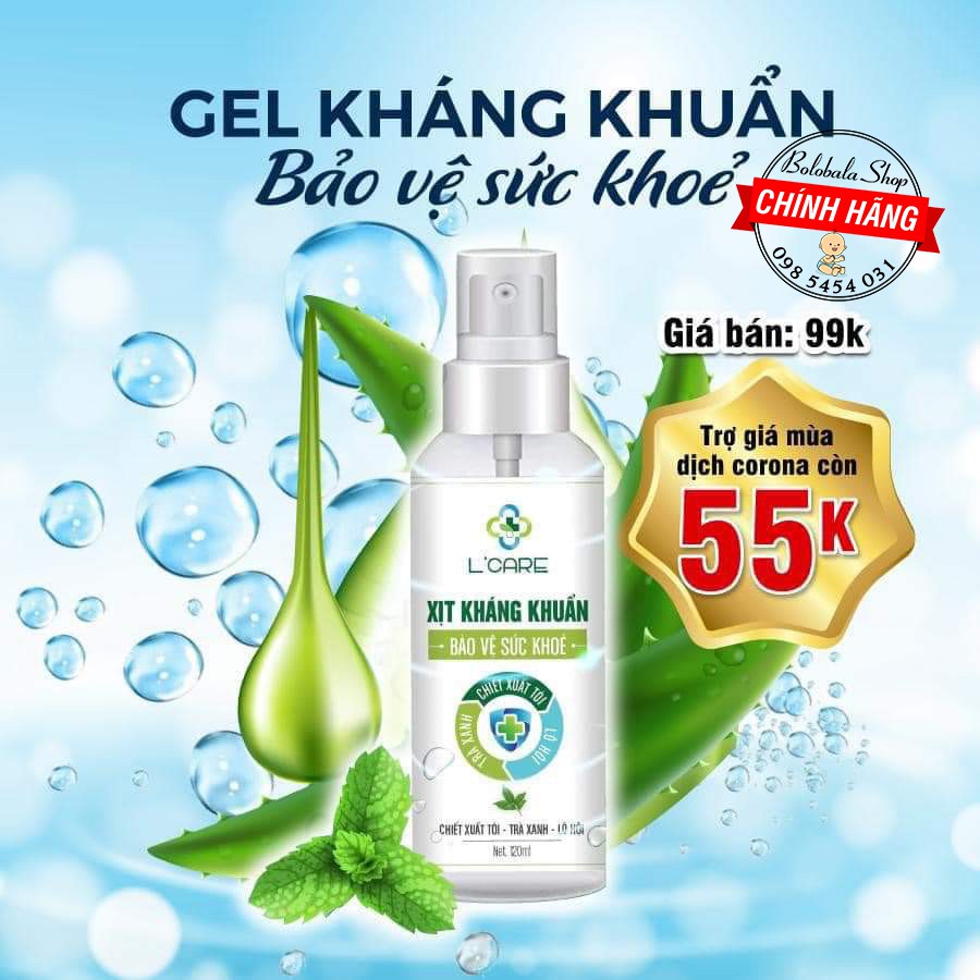 Xịt, gel kháng khuẩn L'CARE 120ml