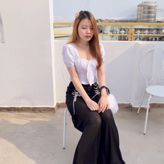 SALE Quần ống loe đan dây