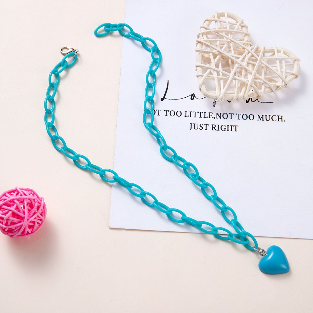 Dây Chuyền Mặt Hình Trái Tim Màu Hồng Xinh Xắn Cho Nữ