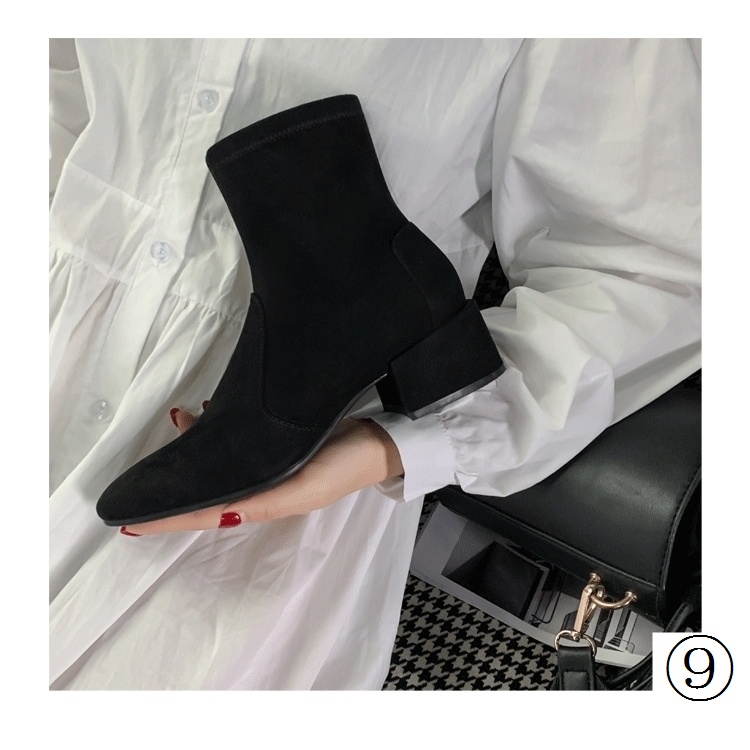 Giày Bốt Da Lộn Lót Lông Cừu Mỏng Co Giãn Thoáng Khí Thời Trang Xuân Thu Cho Nữ Size 41-42