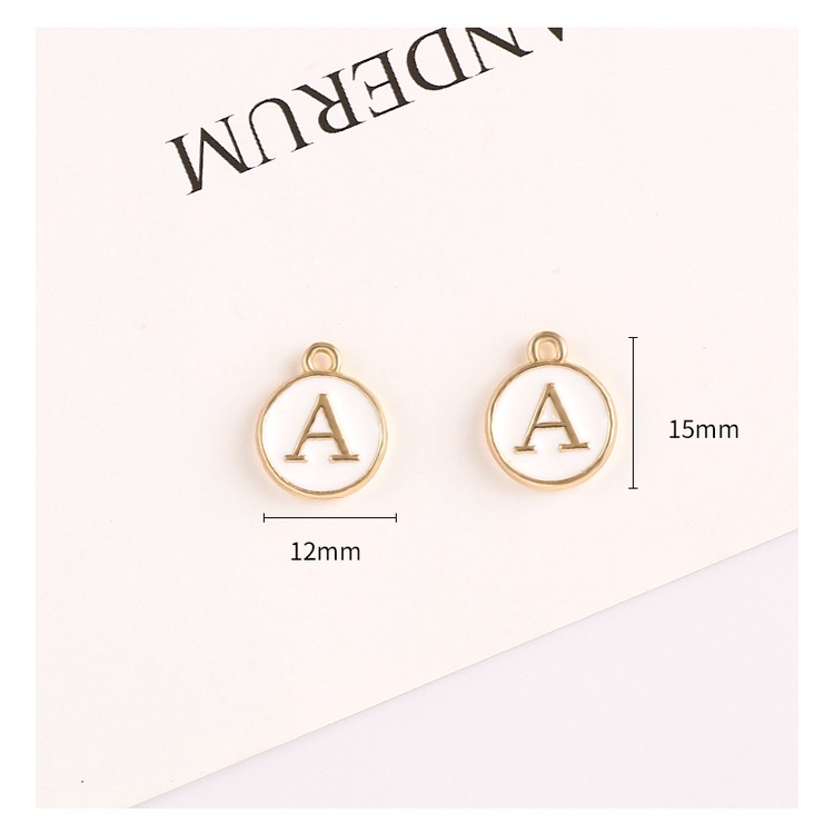 1 Mặt Dây Chuyền Hình Chữ Cái Đầu Tròn Tráng Men Trắng 12*15mm