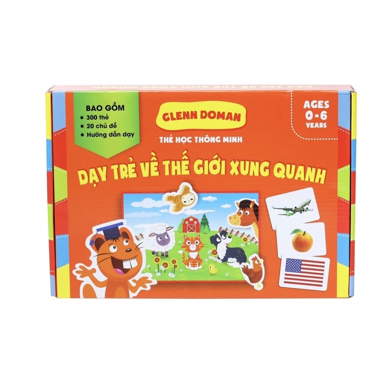Bộ  thẻ học thông minh 20 chủ đề TGXQ nâng cao 300 thẻ chuẩn Glenn Doman cho bé từ 0-6 tuổi khổ A5  
