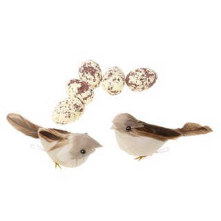 PLASTIC VINE BIRD BREEDING NESTING NEST Artificial Birds 5pcs White Eggs Set