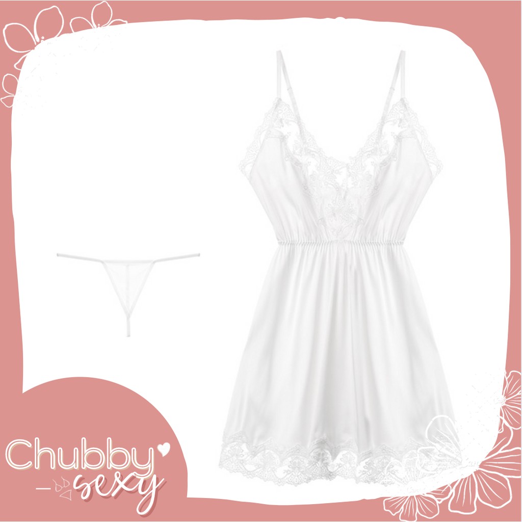 Váy Ngủ Lụa Sexy - Đầm Ngủ Chất Liệu Lụa Satin Cổ Thêu Họa Tiết Quyến Rũ Sang Trọng Gợi Cảm - VNL04 - Chubby.Sexy