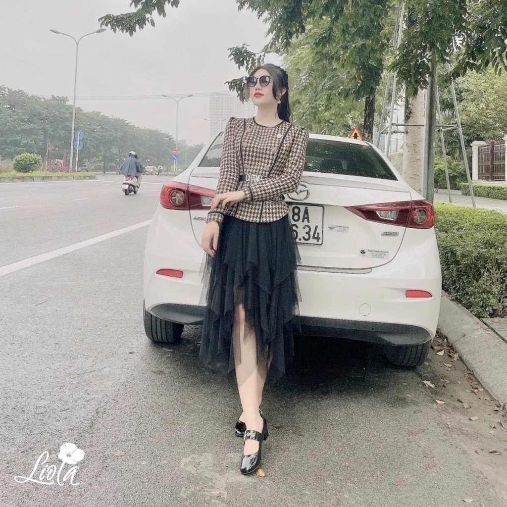 Áo Dạ Tweed Liền Thân Thiết Kế Sang Chảnh Hàng Xịn (TẶNG KÈM CHÂN VÁY) | LIOLA