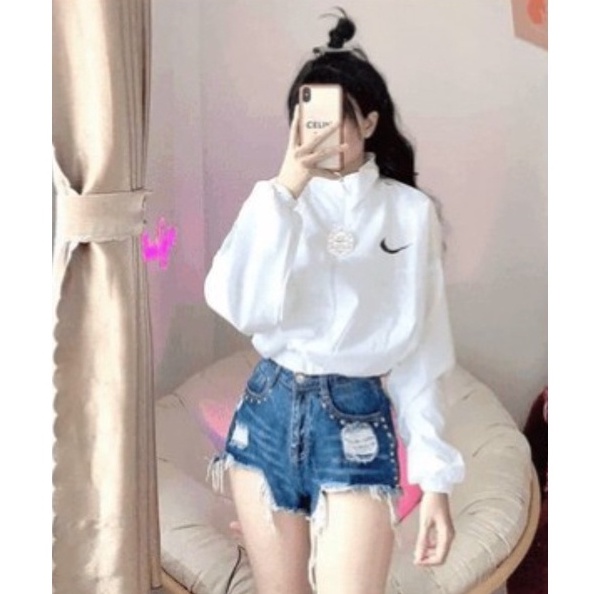 Áo Khoác Dù Croptop Logo In Siêu Đẹp CamShop