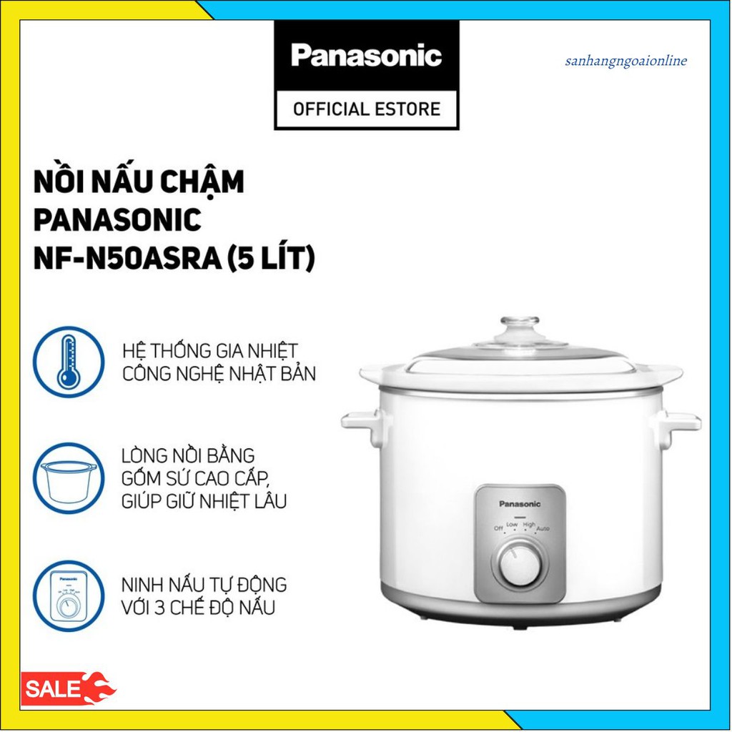 Nồi nấu chậm Panasonic NF-N50ASRA (5 Lít) - Hàng chính hãng - Bảo hành 12 tháng