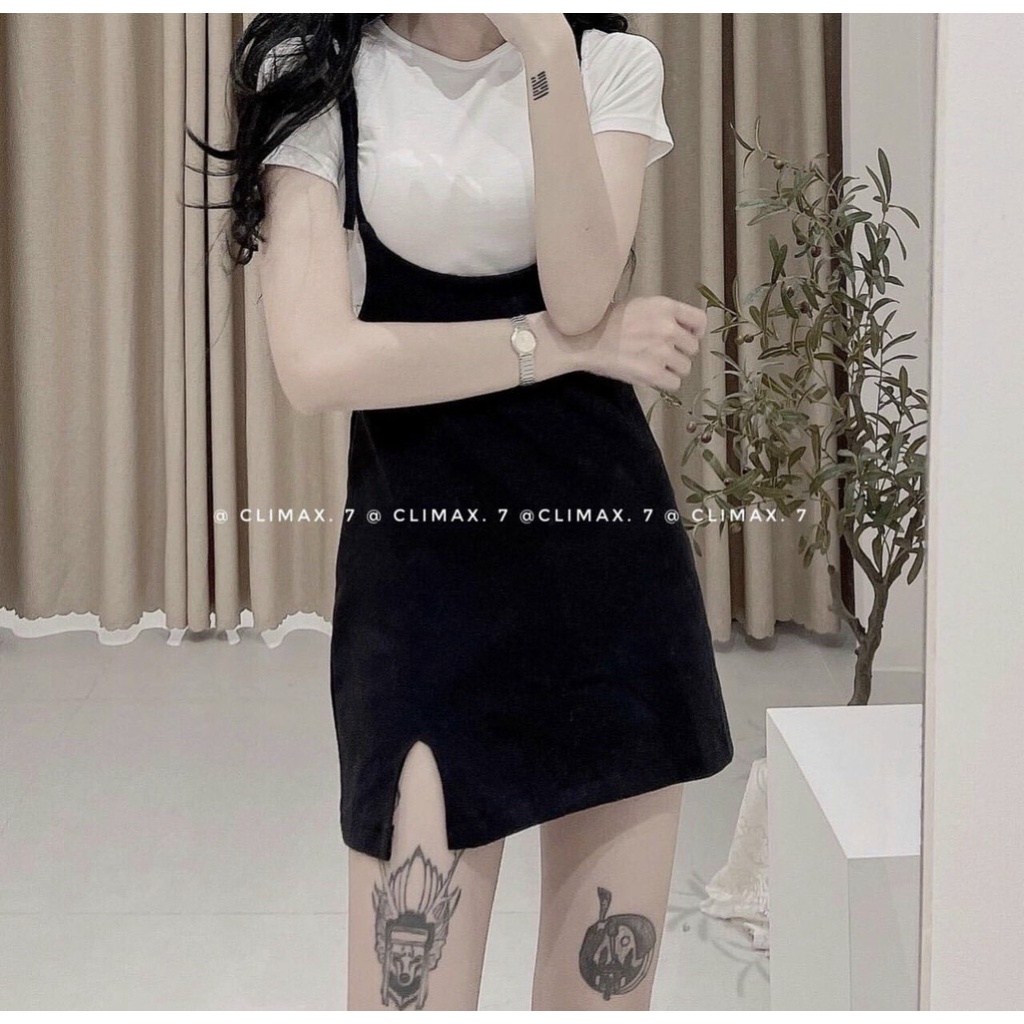 set áo thun trơn kèm đầm yếm cute na5y5