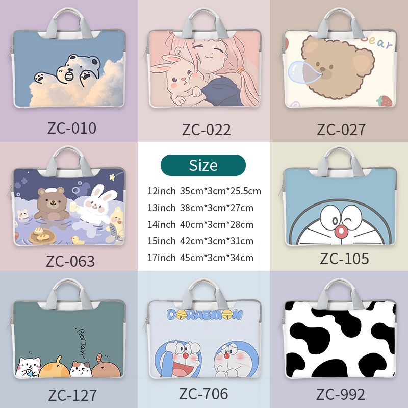 Túi Đeo Vai Đựng Máy Tính Xách Tay Bằng Da pu In Họa Tiết Hoạt Hình Dễ Thương 14/15/17 Inch Tiện Dụng
