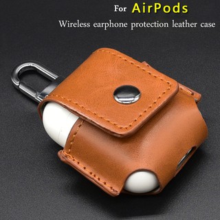 Vỏ đựng hộp sạc tai nghe airpods da PU kèm móc khóa tiện lợi