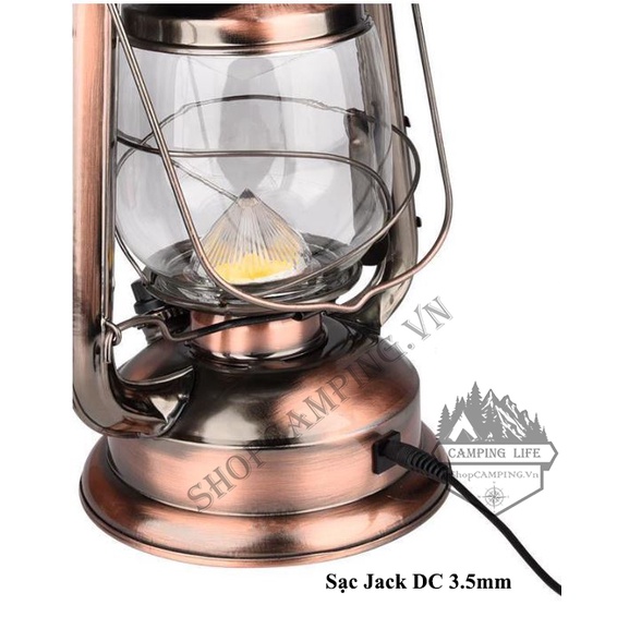 Đèn bão Led ánh sáng vàng Decor trang trí nhà cửa, cắm trại dã ngoại dùng pin 18650