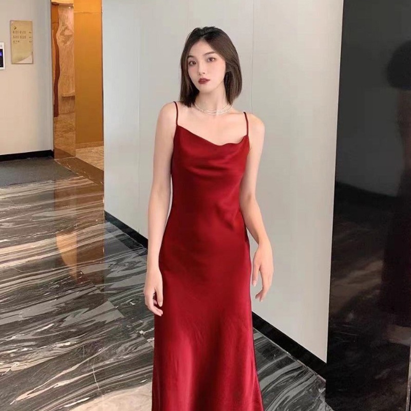 IELGY       Đầm Không Tay Hở Lưng Thời Trang Đi Biển Kiểu Pháp Cho Nữ