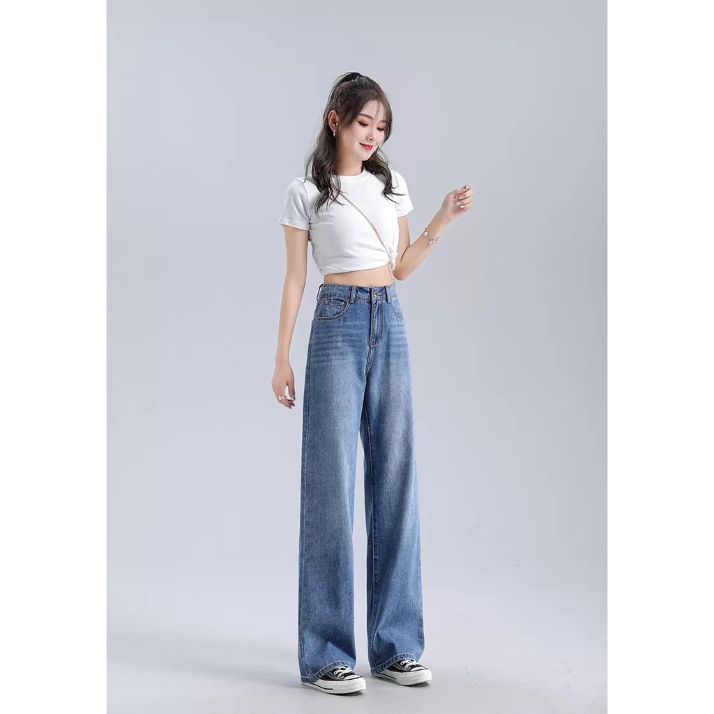 [ HỜN DỖI ] QUẦN JEAN ỐNG RỘNG NỮ XANH ĐẬM RÂU MÈO LAI CUỐN LƯNG CAO FORM DÀI RỘNG THỜI THƯỢNG, CÁ TÍNH, TRẺ TRUNG HOT