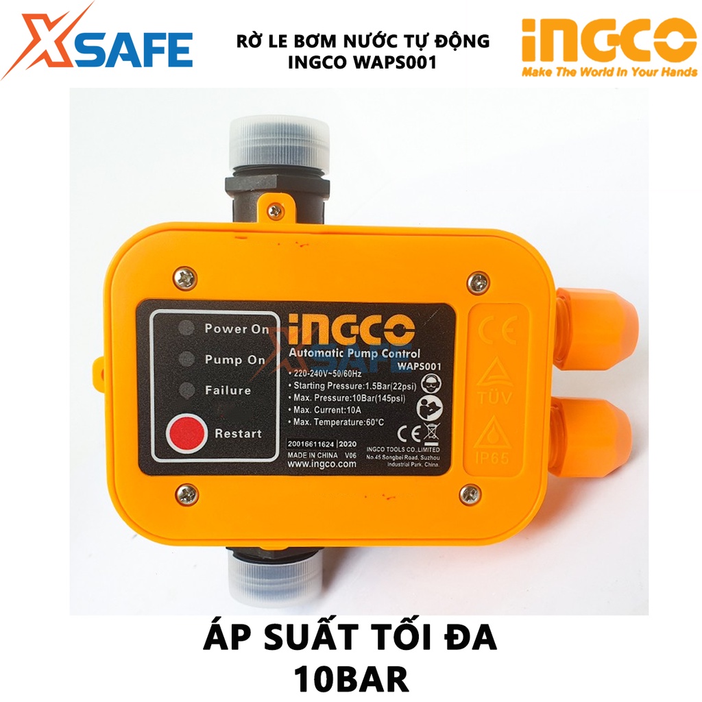 Rờ le điện INGCO WAPS001 dùng điều chỉnh ổn định áp suất nước, tự động đóng khóa các thiết bị đầu cuối - chính hãng