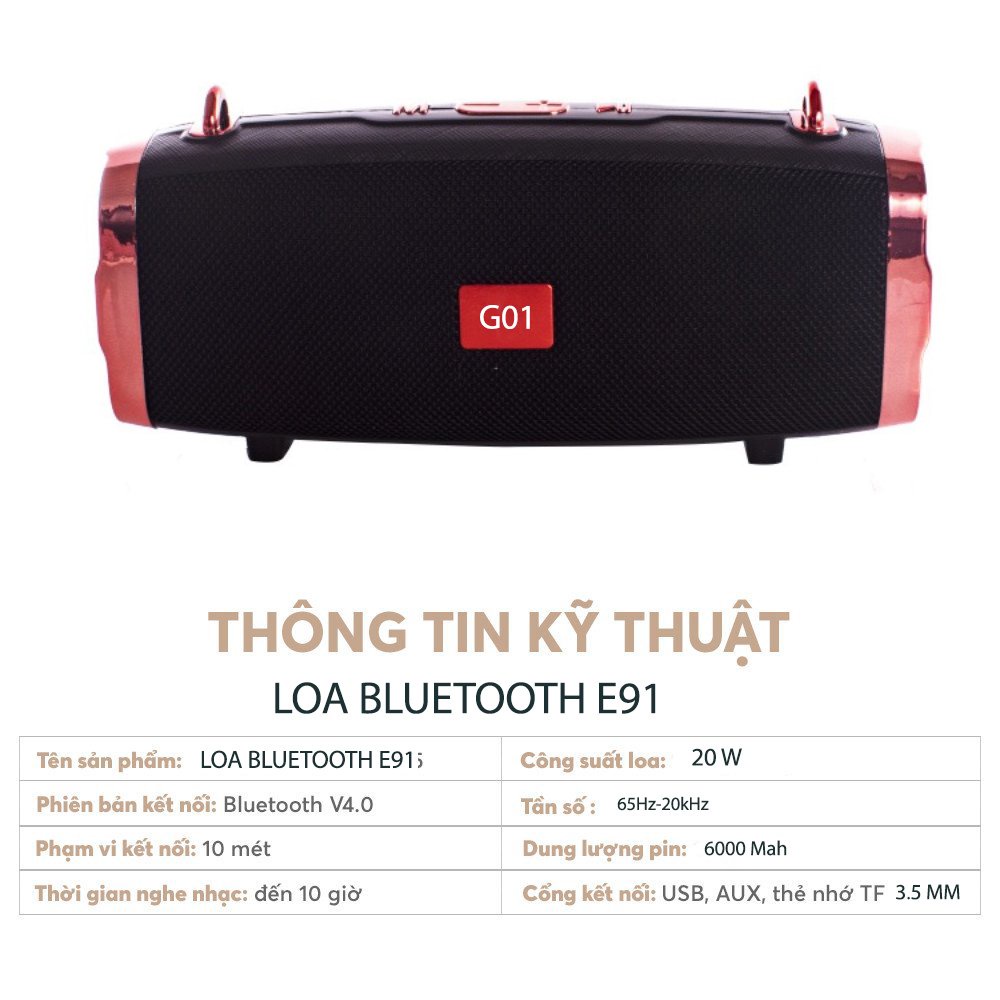 Loa bluetooth kms-e91 growntech công nghệ soundclear cực hay, pin trâu, chống nước,giá rẻ