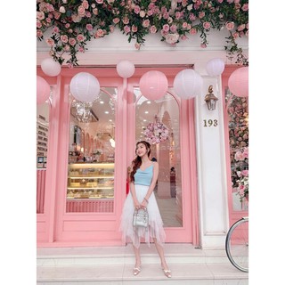 Chân váy maxi - chân váy voan lưới đuôi ren dài hot hit hàng qc