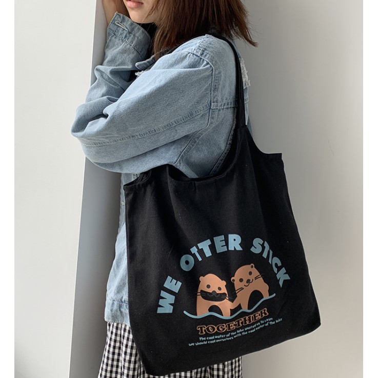 Túi đeo vai vải canvas phong cách Nhật Bản thời trang dành cho nữ