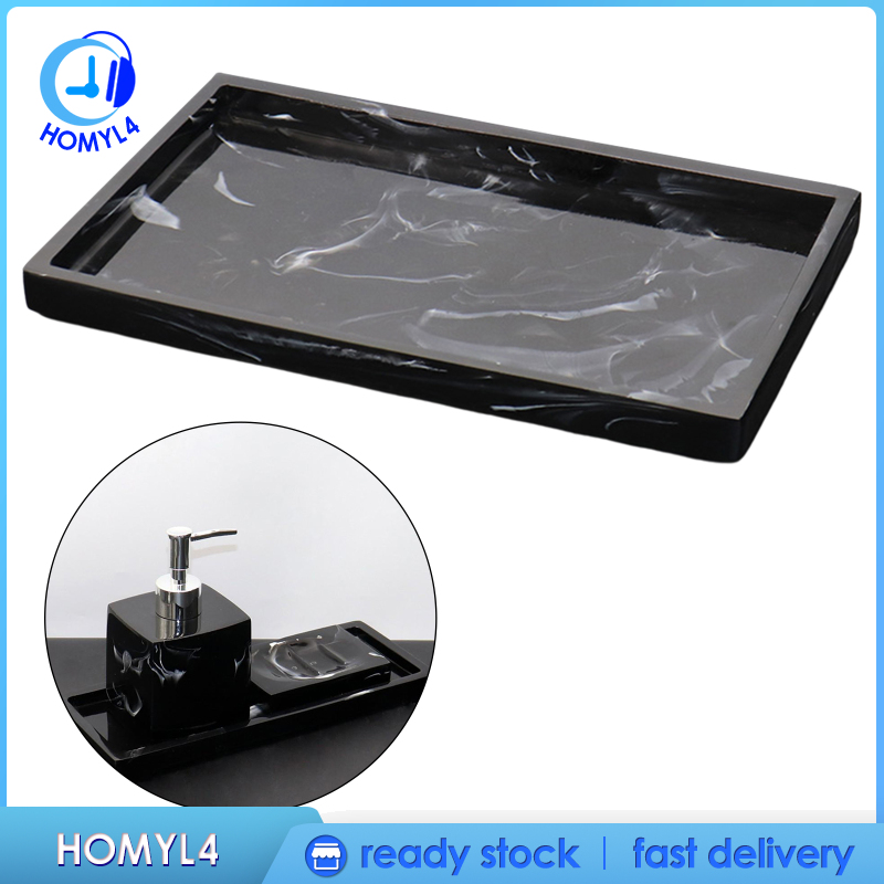 [CAMILA]1x Bathroom Tank Tray Nordic Marble Print Resin Bathtub Serving Tray Dresser Rectangular Organizer for Soap Perfume Cosmetic