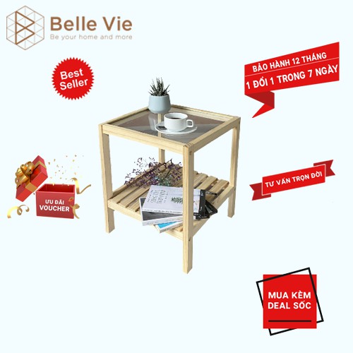 Kệ đầu giường , tab đầu giường 2 tầng đa năng - Chất liệu gỗ thông tự nhiên - VHOME FURNITURE