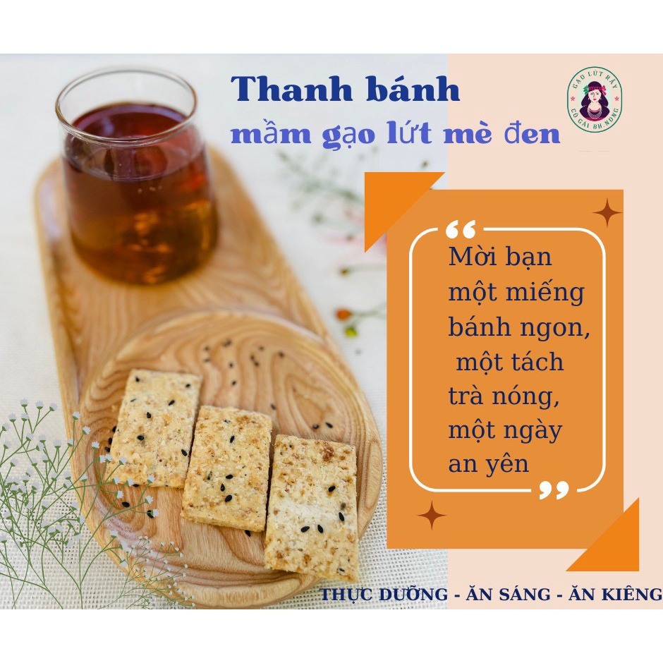 Bánh mầm gạo lứt yến mạch mè đen Bhnong
