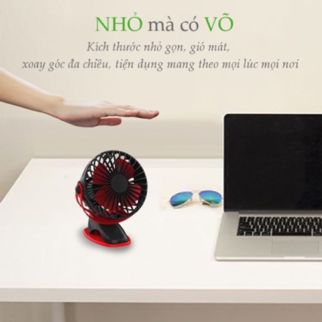 Quạt tích điện Yoobao 6400MAH,kẹp sách mini cầm tay 4 cấp độ gió DR888 #8