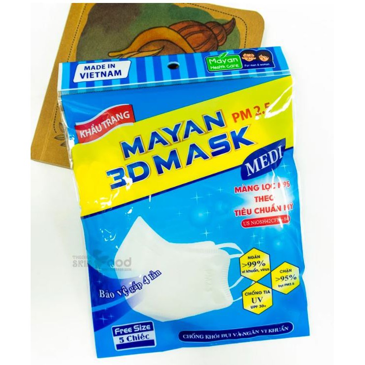 [Túi 5 Cái] Khẩu Trang Đa Năng Mayan PM2.5 3D Mask Medi