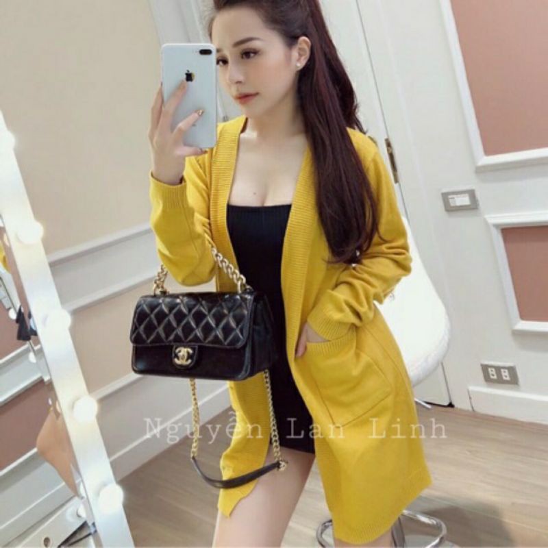 Áo Khoác Len Nữ Form Dài, Có 2 Túi. Hàng Nhập