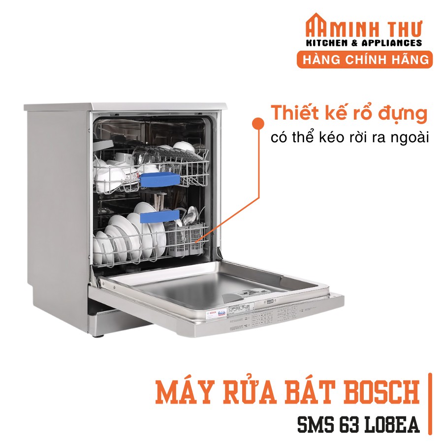 Máy rửa bát Bosch SMS 63 L08EA - 11.8L, 1020W bảo hành 2 năm, nhập khẩu từ Đức