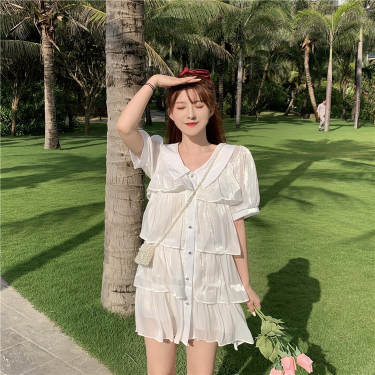 JANE'S sẵn Đầm sơ mi tầng  tiểu thư Voan lụa sương óng ánh chất đẹp xinh xắn HÀNG QUẢNG CHÂU J0288 | BigBuy360 - bigbuy360.vn