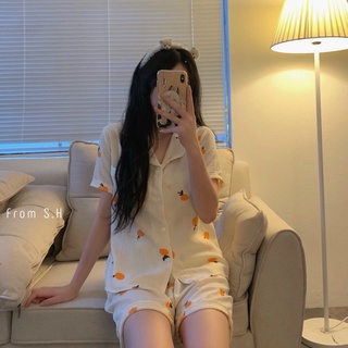 Bộ pizama vải đũi xốp tay cộc quần đùi