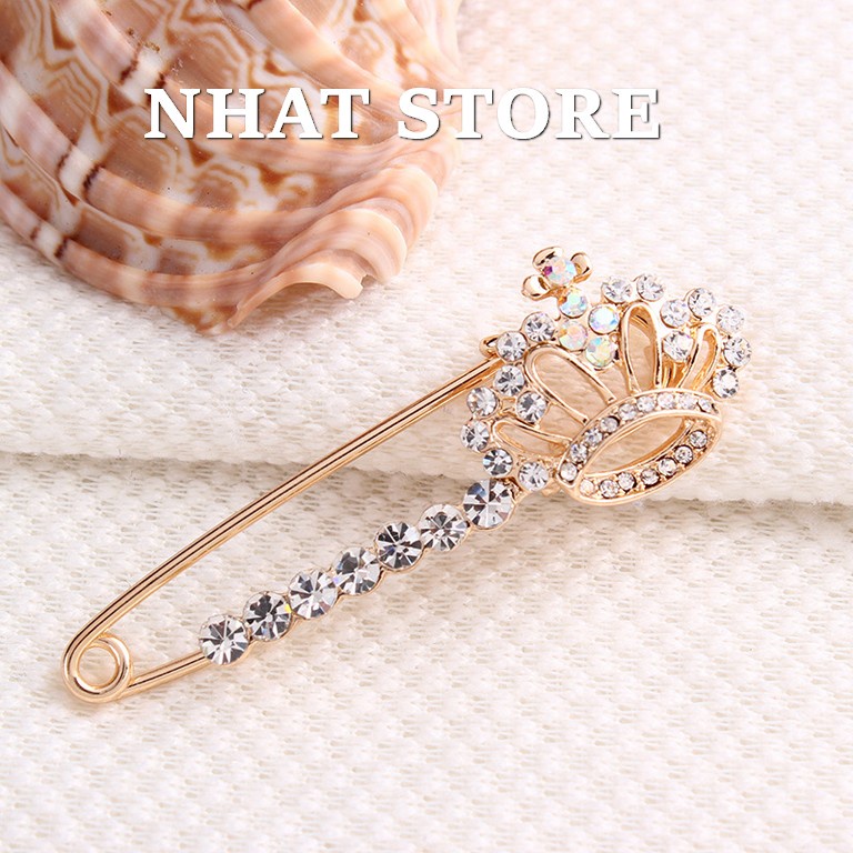 Trâm cài áo Hàn Quốc, ghim cài vets hình vương miện Nhat Store