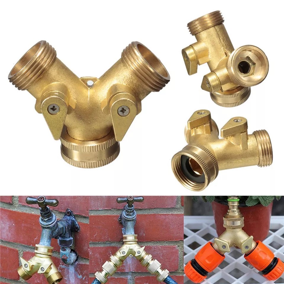 Đầu chia ống nước tưới cây 2 đường hình chữ Y có khóa nước