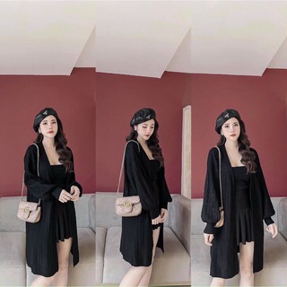 Áo khoác cadigan len tay bồng dáng dài dàng qcl1 cỏ-boutique