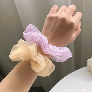 Dây buộc tóc Scrunchies voan caro ❄️