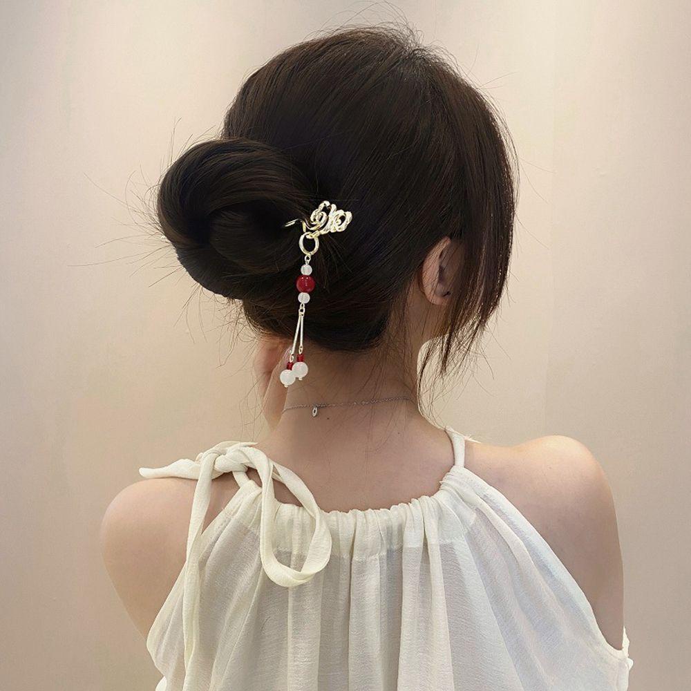 Trâm Cài Tóc Kim Loại Phối Tua Rua Phong Cách Hán Phục Trung Hoa Cổ Điển