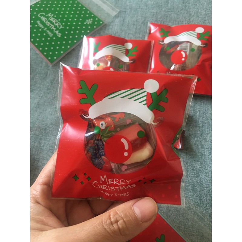 100 túi bánh Noel có sẵn keo dán miệng 10x10