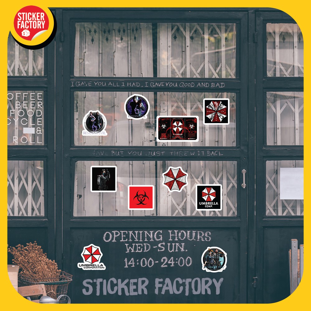 Resident Evil Game - hộp set 100 sticker decal hình dán nón bảo hiểm , laptop, xe máy, ô tô - STICKER FACTORY