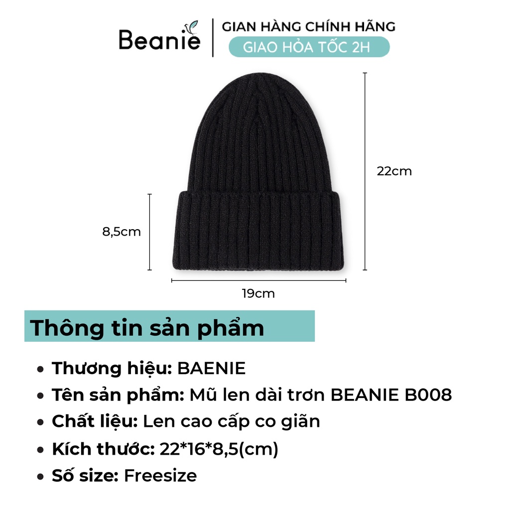 Mũ Len Trơn Dài BEANIE Thời Trang Hàn Quốc, Nón Len Unisex Nam Nữ Chùm Qua Tai Mùa Đông Nhiều Màu Đen, Be, Trắng B008