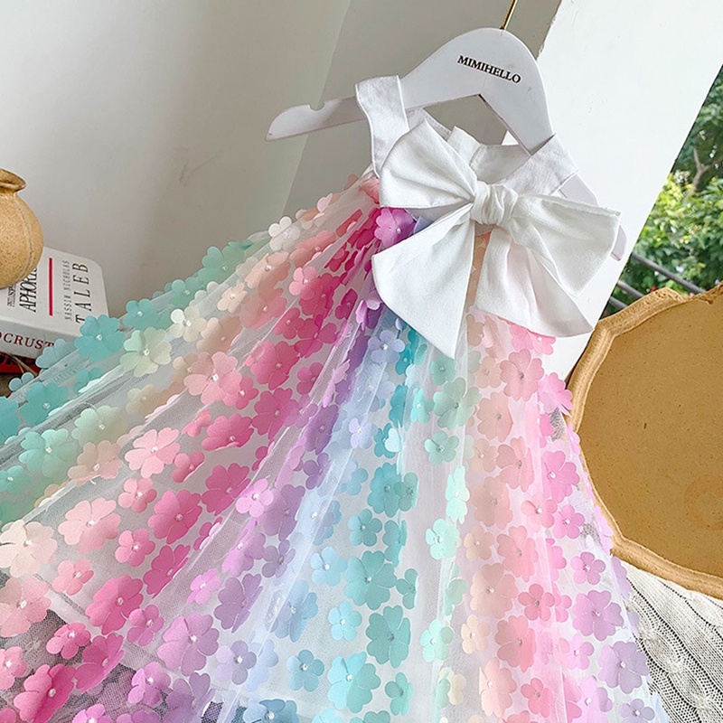 Váy Trẻ Em Bé Gái Thời Trang Hoa Cầu Vồng Akkku