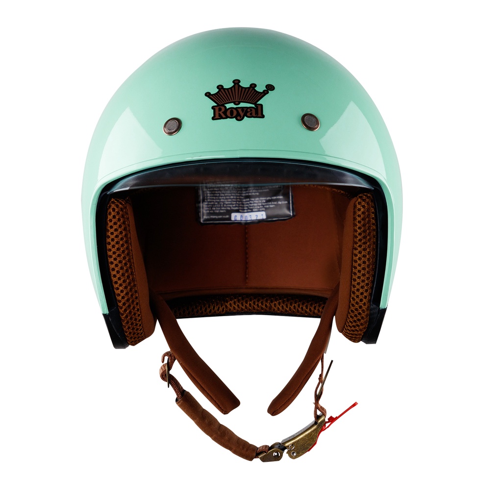 Mũ bảo hiểm xe máy 3/4 Royal M139 có kính âm màu xanh pastel bóng  - Tặng kèm túi rút Royal